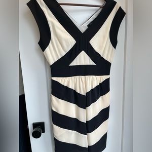 Black and cream silk BCBG Maxazria dress with pockets